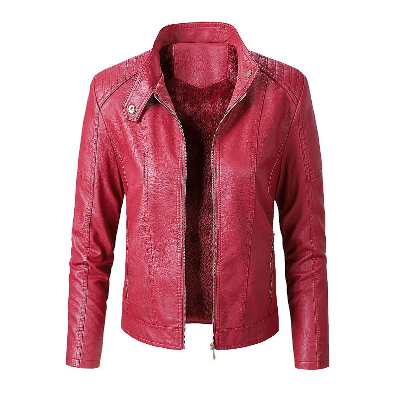 New Women's Leather Jackets Plus Velvet Jackets