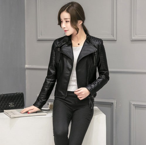 Women’s Slim Motorcycle Leather Jacket – Short, Stylish & Edgy