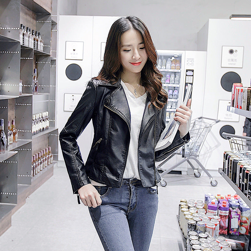 Women’s Fashion Short Slim Leather Jacket – Chic, Sleek & Modern