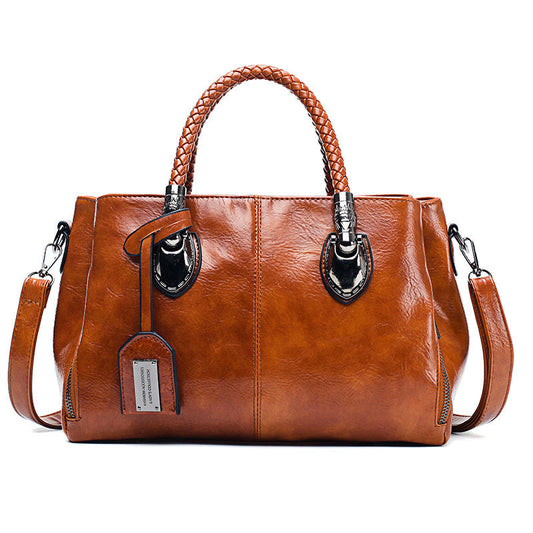Vintage Oil Wax Leather Luxury Handbag – Elegant Women’s Handbag & Crossbody Bag