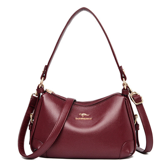 Middle-Aged Women’s Soft Leather Shoulder Messenger Bag