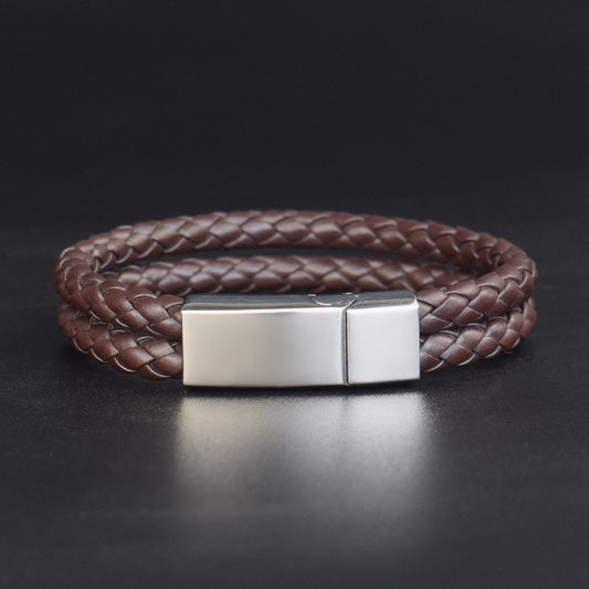 Fashion Personalized Men’s Woven Leather Bracelet – Stylish & Customizable