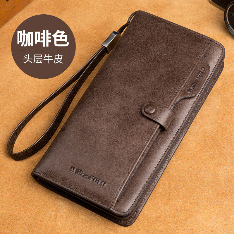 Men’s Long Genuine Leather Wallet – European & American Style