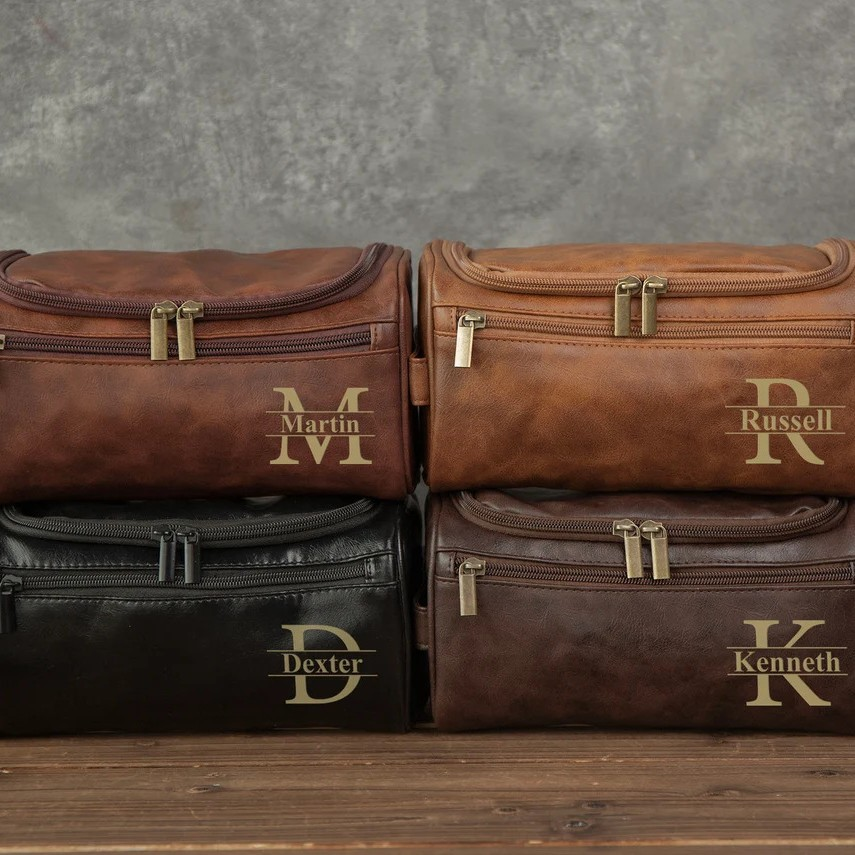 Vintage Monogram Personalized Leather Toiletry Bag – Travel in Style
