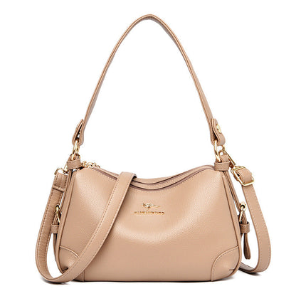 Middle-Aged Women’s Soft Leather Shoulder Messenger Bag