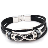 Retro Cowhide Figure-8 Leather Bracelet – Infinity Symbol Men’s Brac
