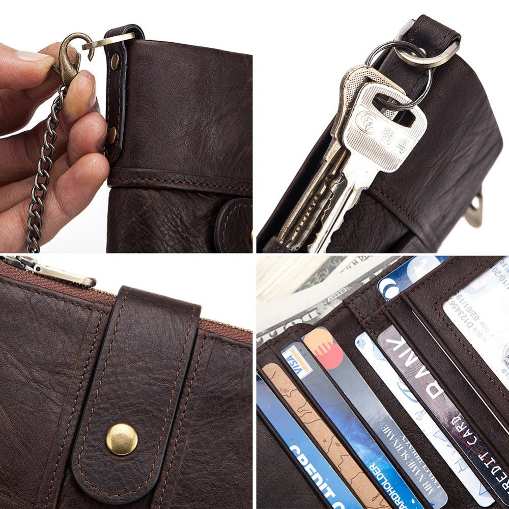 Antimagnetic Leather Wallet – Short Vertical Coin Purse