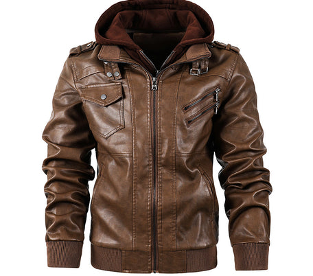 Motorcycle leather men's jackets stand collar men