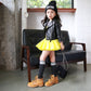 Love Printed PU Leather Girls’ Lapel Short Jacke