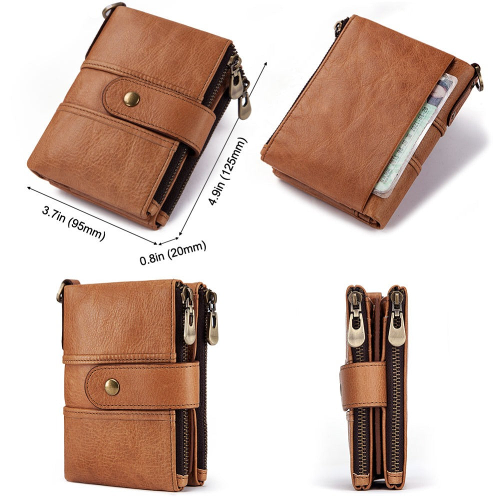 Antimagnetic Leather Wallet – Short Vertical Coin Purse