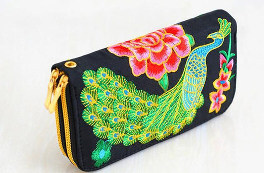 Embroidered Peacock Wallets – Elegant, Artistic & Unique