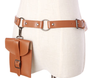 Money bag leather belt pocket bag