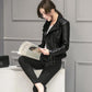 Women’s Slim Motorcycle Leather Jacket – Short, Stylish & Edgy