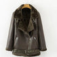 Women’s Leather Jacket with Artificial Fur – Warm, Stylish & Chic