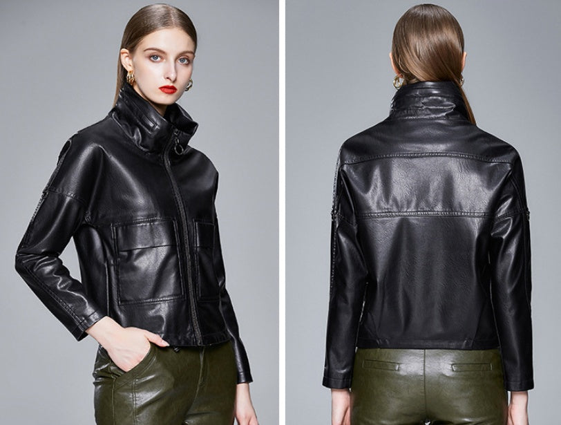 Women’s Korean Style PU Leather Jacket – Chic, Modern & Versatile