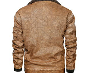 Lapel Leather Jacket Plus Velvet Padded Leather Jacket