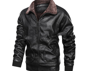 Lapel Leather Jacket Plus Velvet Padded Leather Jacket