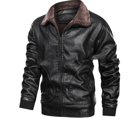 Lapel Leather Jacket Plus Velvet Padded Leather Jacket