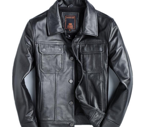 Top Layer Cowhide Leather Leather Jacket Men's Short Slim Leather Jacket Jacket
