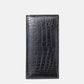 Men’s Crocodile Leather Long Wallet – 2-Fold Leisure Style (Black)