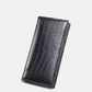 Men’s Crocodile Leather Long Wallet – 2-Fold Leisure Style (Black)