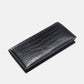 Men’s Crocodile Leather Long Wallet – 2-Fold Leisure Style (Black)