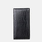 Men’s Crocodile Leather Long Wallet – 2-Fold Leisure Style (Black)