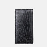 Men’s Crocodile Leather Long Wallet – 2-Fold Leisure Style (Black)