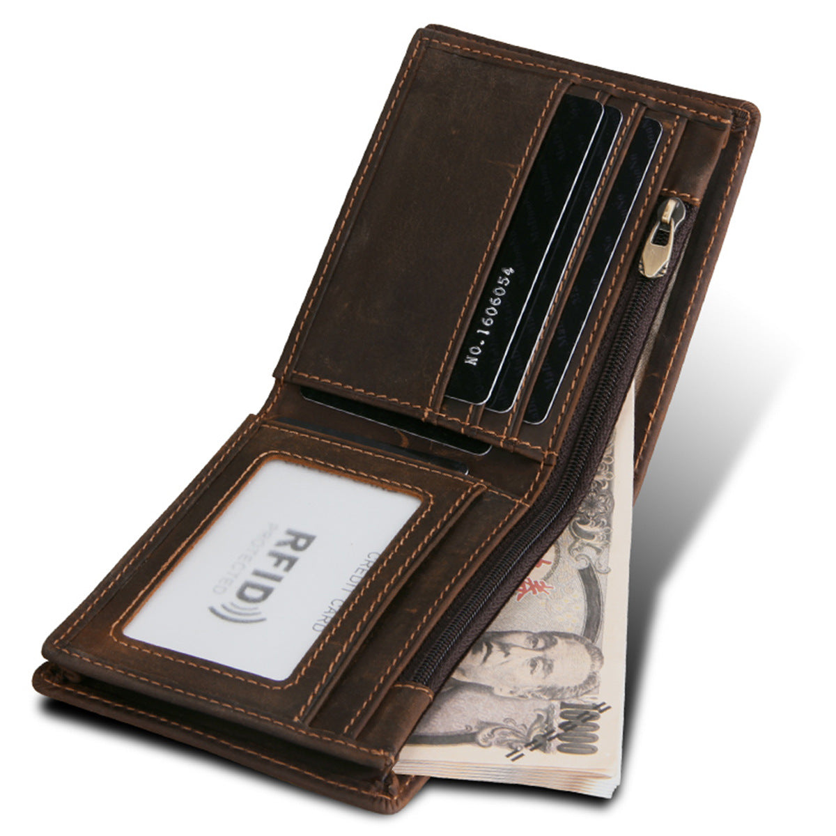RFID Men’s Wallet – Genuine Crazy Horse Leather | Short Casual Design