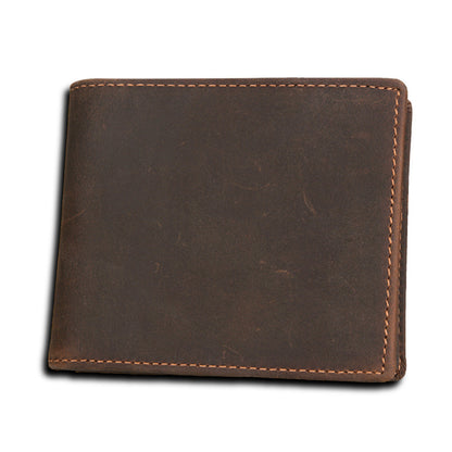 RFID Men’s Wallet – Genuine Crazy Horse Leather | Short Casual Design