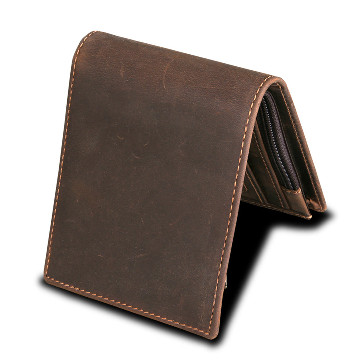 RFID Men’s Wallet – Genuine Crazy Horse Leather | Short Casual Design