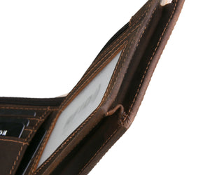 RFID Men's Wallet, Leather Wallet, Crazy Horse Leather Short Casual Wallet