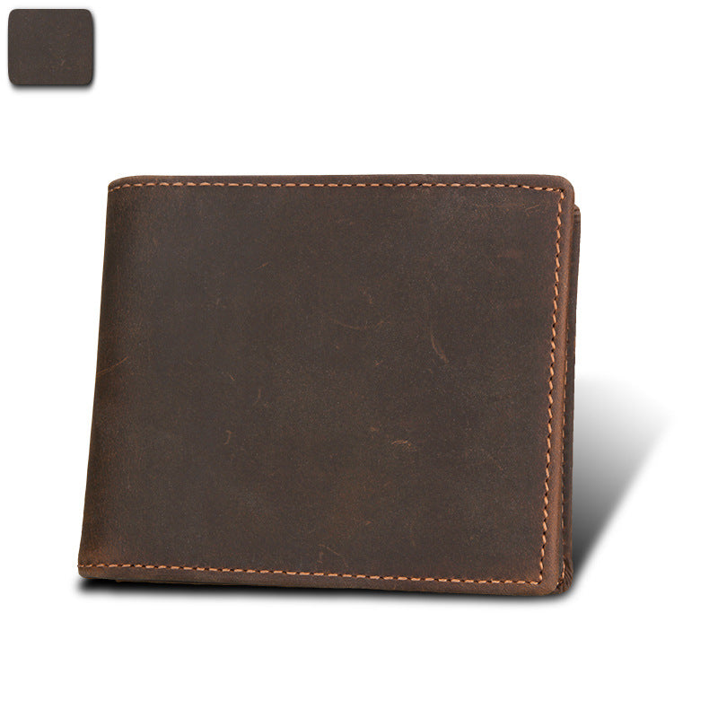 RFID Men’s Wallet – Genuine Crazy Horse Leather | Short Casual Design