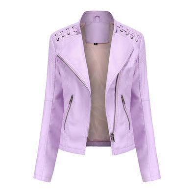 Women’s Thin Leather Motorcycle Jacket – Sleek, Stylish & Lightweight