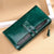 Women’s Oil Wax Leather Long Wallet – Multi Card Buckle | Retro European & American Style