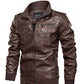 Leather Jacket Spring And Autumn Men'S Jacket Sports Leather Jacket Washed Retro Leather Jacket