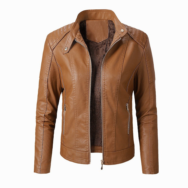 New Women's Leather Jackets Plus Velvet Jackets
