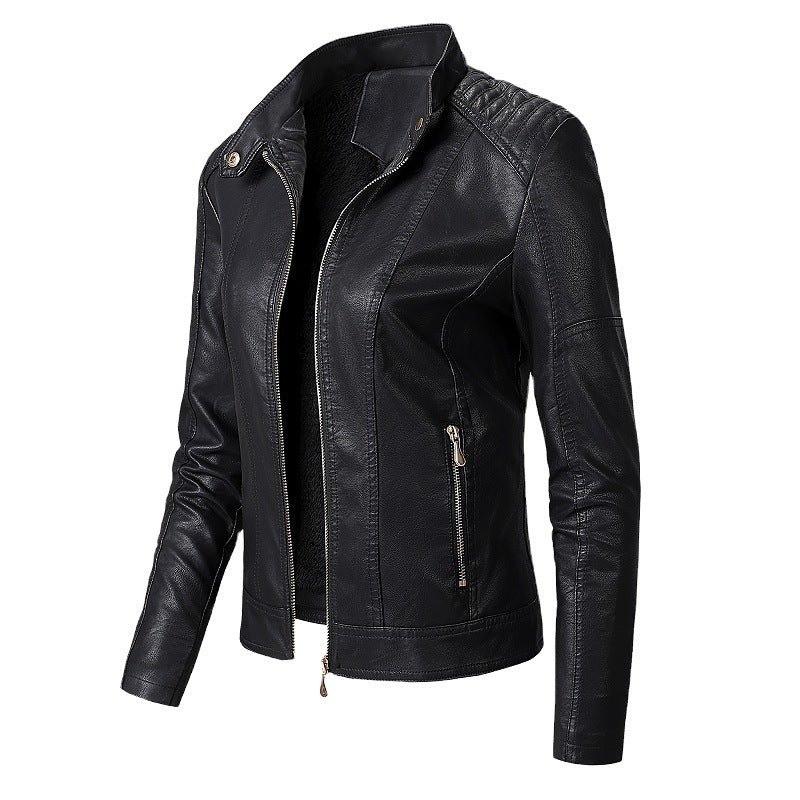 New Women's Leather Jackets Plus Velvet Jackets