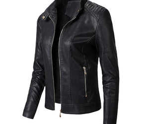 New Women's Leather Jackets Plus Velvet Jackets Fashion PU Ladies Leather Jackets