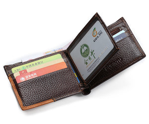 Genuine Leather Men Patchwork Wallets Male Purse Cowhide