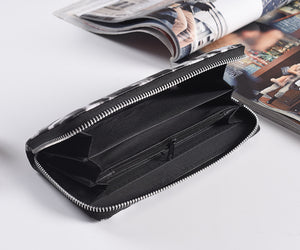 Fashion Long Zipper Women Wallets Bright Leather Black and White Wallet Wallet Prismatic Bag Flower Corner Clutch Bag Purse
