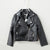 Love Printed PU Leather Girls’ Lapel Short Jacke