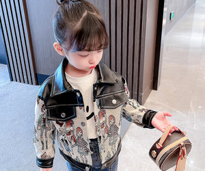 Girls' Leather Coat New Fashion Jacket