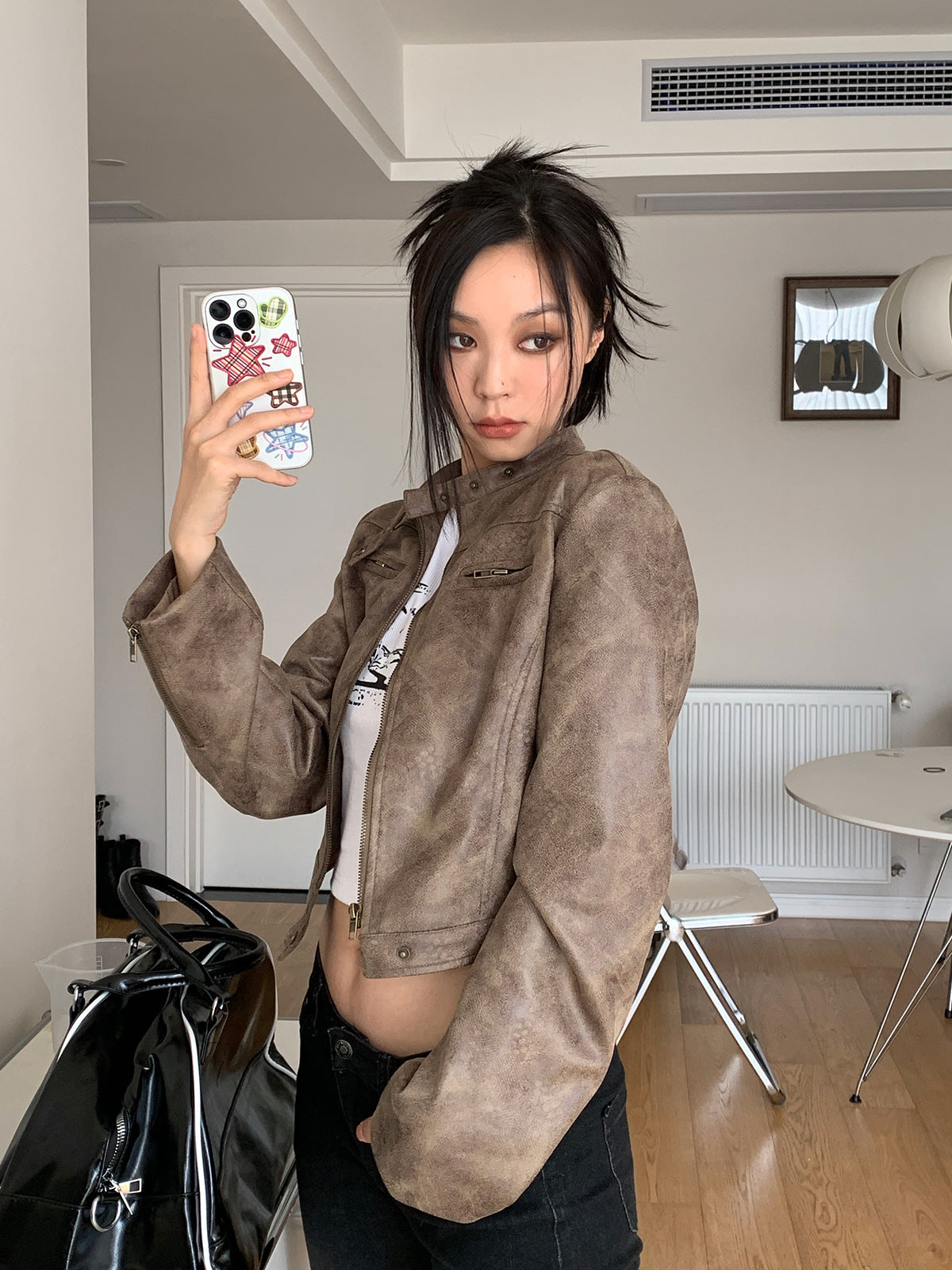 Women’s Short Biker Leather Jacket – Edgy, Stylish & Chic