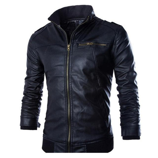 Men’s Motorcycle Jacket – Stylish Faux Leather with Polyester Lining