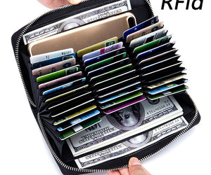 Rfid Many Departments Men Wallet Cow Genuine Leather 36 Slots Card Holder Cell Phone Pocket Male Wallets Clutch Man Long Purse