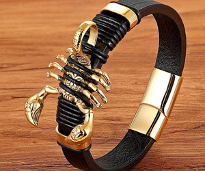 Scorpion Bracelet Leather Woven Bracelet Men