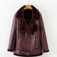 Women’s Leather Jacket with Artificial Fur – Warm, Stylish & Chic