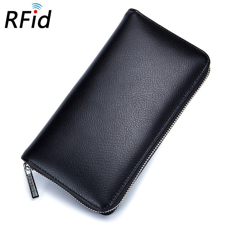 Baellerry RFID Men’s Wallet – Genuine Cow Leather Long Clutch