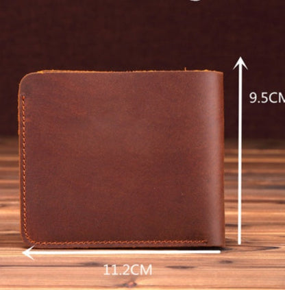 Handmade Crazy Horse Leather Wallet – Boys’ Style